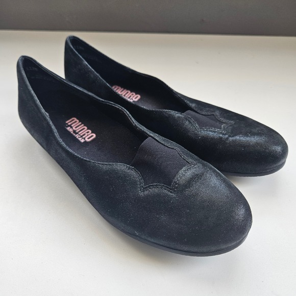 Munro American Shoes - Munro Ballet Flats Women 7M Black Metallic Shimmer Minimalist Formal Hoco Office